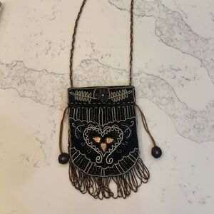 Embroidered Black and Gold Women's Bag